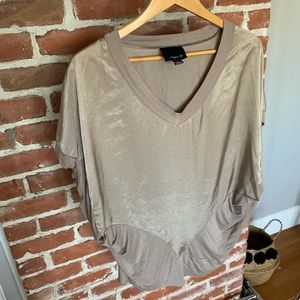 Aryn K dolman silky L top v neck loose flowy